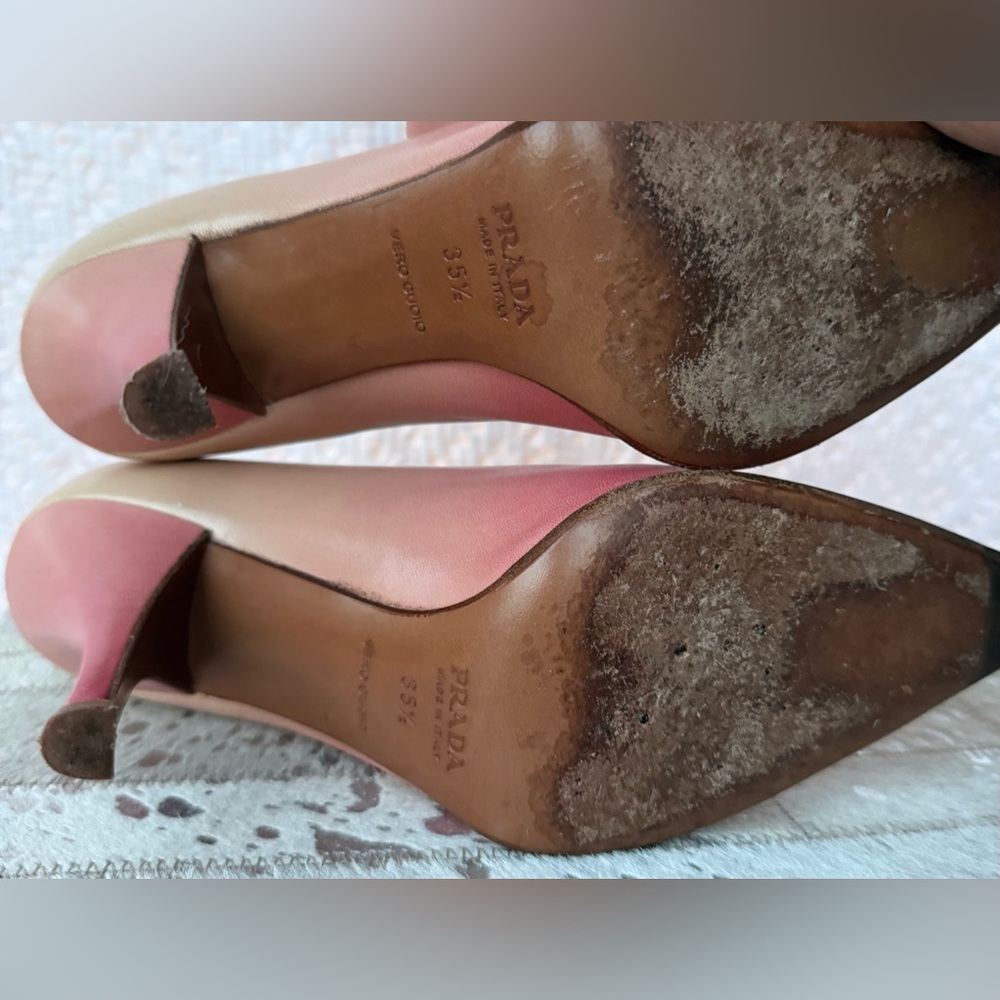 PRADA Ombré Red Pink Nude Pointed Toe Stiletto Pumps 35.5 IT US 5-5 1/2 - Picture 10 of 11